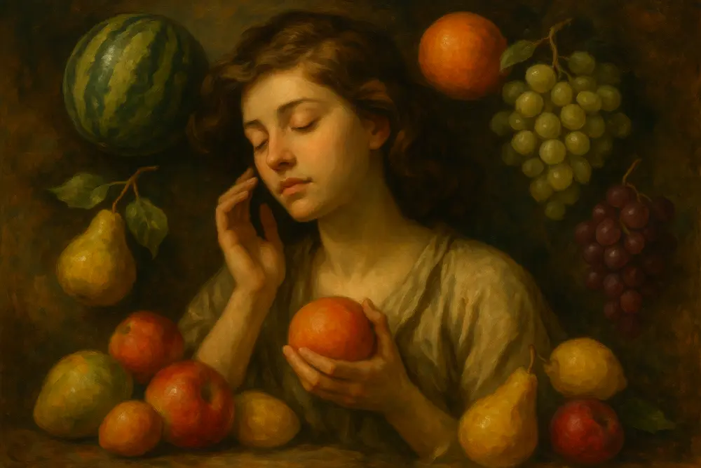 Persona soñando con frutas